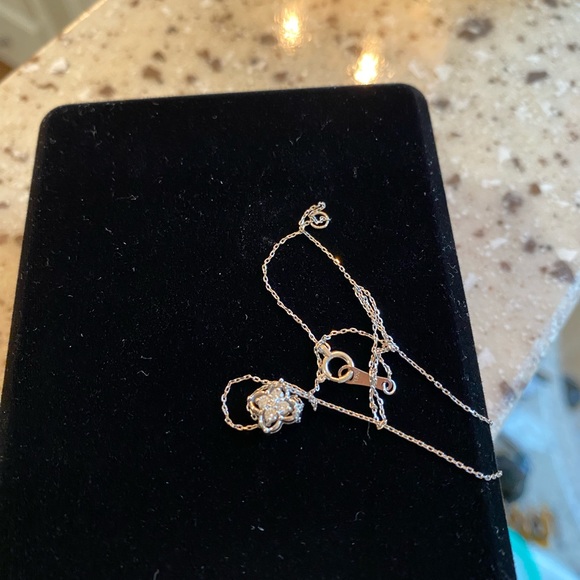 Vintage 950 Platinum natural Diamond Alhambra clover quatrefoil pendant & chain - Picture 6 of 11